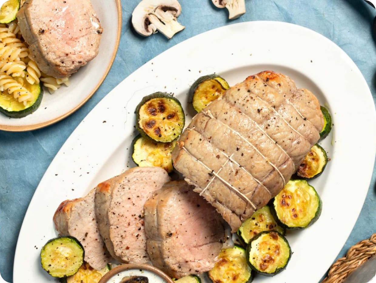 RÎti de veau et courgettes sautées au thym-2 RÎti de veau et courgettes sautées au thym-2